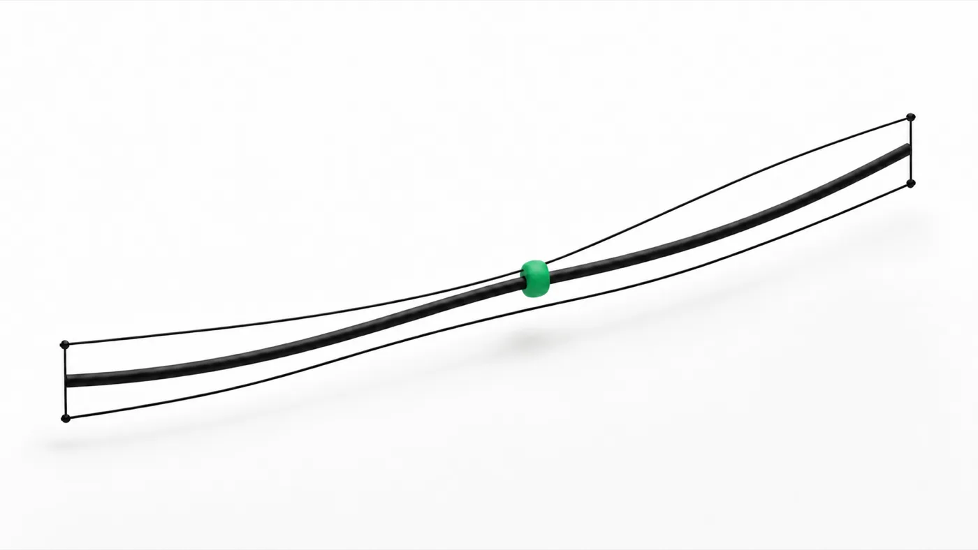 A steady upward growth line held inside guide rails, with a single control point — spend kept on a governed path.
