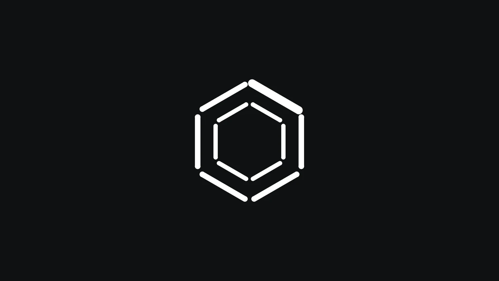 The Google Ads Suite for ChatGPT listing icon: a white hexagon outline inside a second hexagon, centred on a black 16:9 frame.
